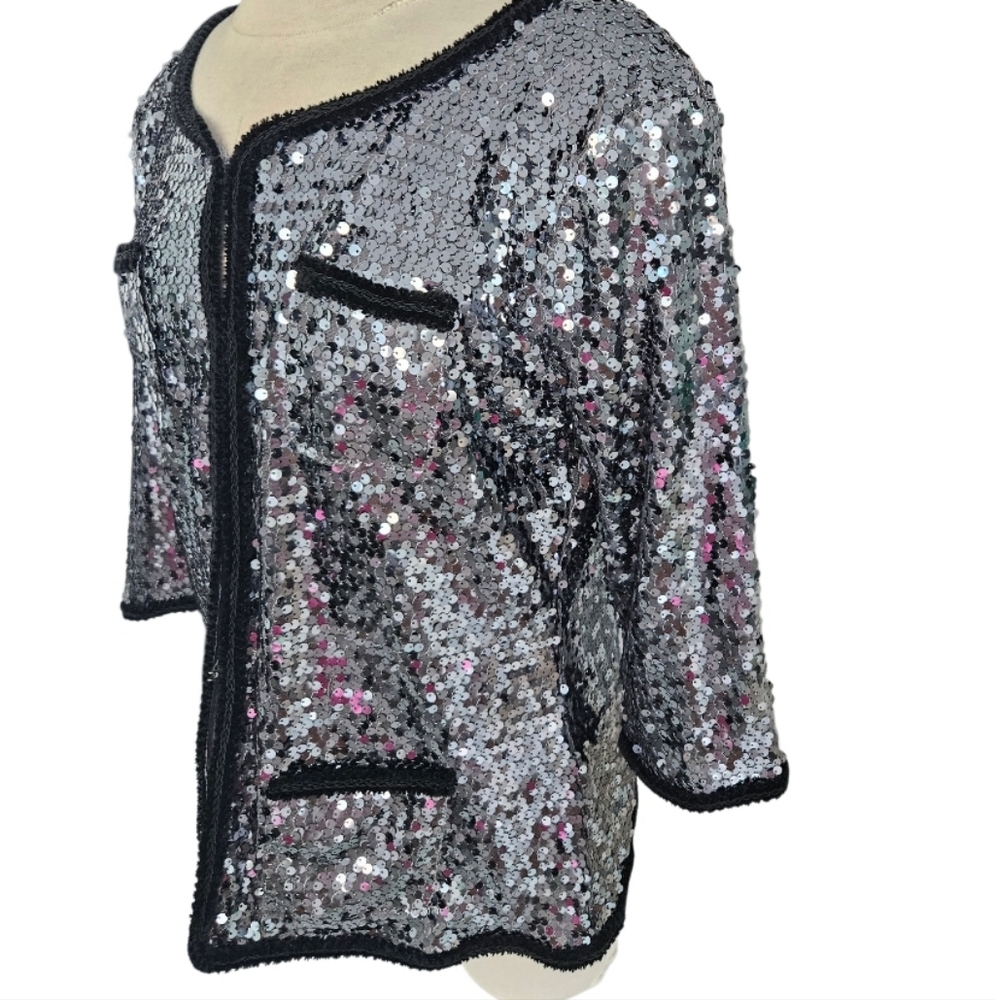 IMAN  Silver Tone Sequins Evening Women's Blazer - Picture 8 of 9